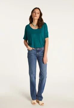 Montagut Round neck t-shirt in flamed linen - Béatrice