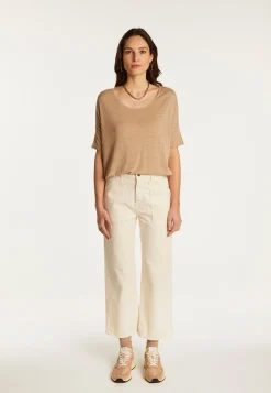 Montagut Round neck t-shirt in flamed linen - Béatrice