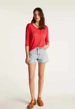 Montagut Round neck t-shirt in flamed linen - Domy