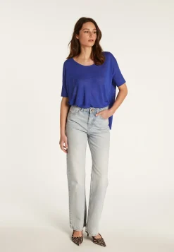 Montagut Round neck t-shirt in flamed linen - Béatrice