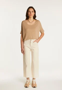 Montagut Round neck t-shirt in flamed linen - Béatrice