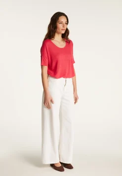 Montagut Round neck t-shirt in flamed linen - Béatrice