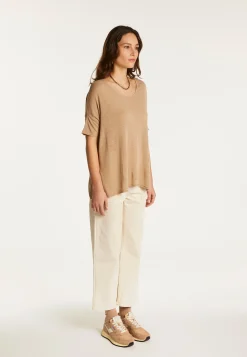 Montagut Round neck t-shirt in flamed linen - Béatrice