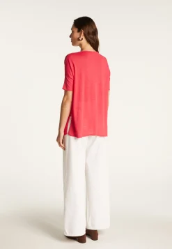 Montagut Round neck t-shirt in flamed linen - Béatrice