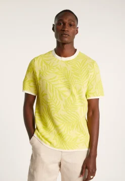 Montagut Round neck t-shirt with cotton linen blend pattern - Isham