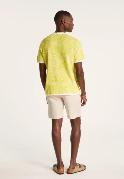 Montagut Round neck t-shirt with cotton linen blend pattern - Isham