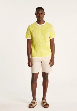 Montagut Round neck t-shirt with cotton linen blend pattern - Isham