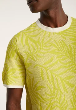 Montagut Round neck t-shirt with cotton linen blend pattern - Isham