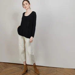 Montagut Round neck viscose crepe sweater - Babouche