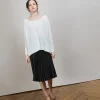 Montagut Round neck viscose crepe sweater - Babouche