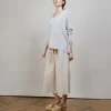 Montagut Round neck viscose crepe sweater - Babouche