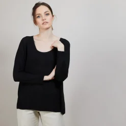 Montagut Round neck viscose crepe sweater - Babouche