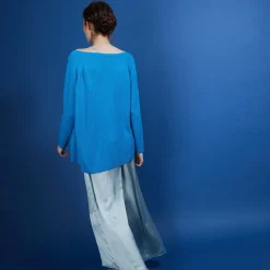 Montagut Round neck viscose crepe sweater - Babouche