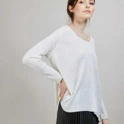 Montagut Round neck viscose crepe sweater - Babouche