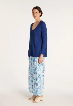 Montagut Round neck viscose crepe sweater - Babouche