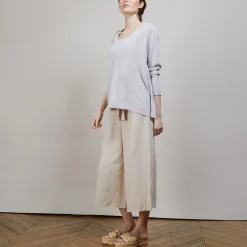 Montagut Round neck viscose crepe sweater - Babouche