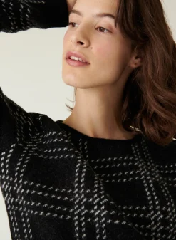 Montagut Round-neck checked alpaca wool sweater - Carin