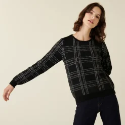 Montagut Round-neck checked alpaca wool sweater - Carin
