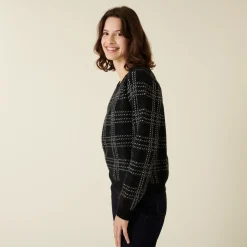 Montagut Round-neck checked alpaca wool sweater - Carin
