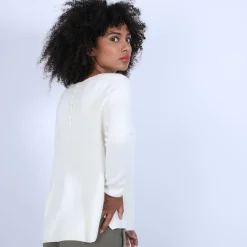 Montagut Round-neck jumper with buttons on the back - Becky