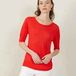 Montagut Round-neck slub linen T-shirt - Bonni