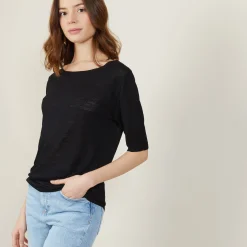 Montagut Round-neck slub linen T-shirt - Bonni