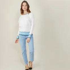 Montagut Round-neck tricolor cotton sweater - Nelda