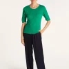 Montagut Round-neck T-shirt with elbow-length sleeves - MADY