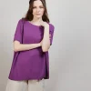 Montagut Round-neck viscose crepe T-shirt - Bibiche