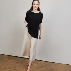 Montagut Round-neck viscose crepe T-shirt - Bibiche