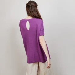 Montagut Round-neck viscose crepe T-shirt - Bibiche