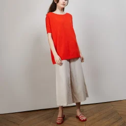 Montagut Round-neck viscose crepe T-shirt - Bibiche