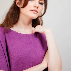 Montagut Round-neck viscose crepe T-shirt - Bibiche