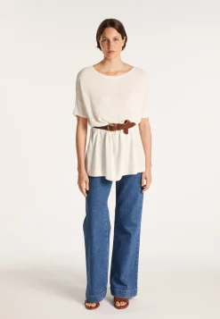 Montagut Round-neck viscose crepe T-shirt - Bibiche