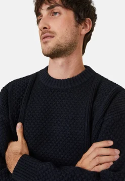 Montagut Round-neck waffle-knit sweater in wool and cashmere - Fall