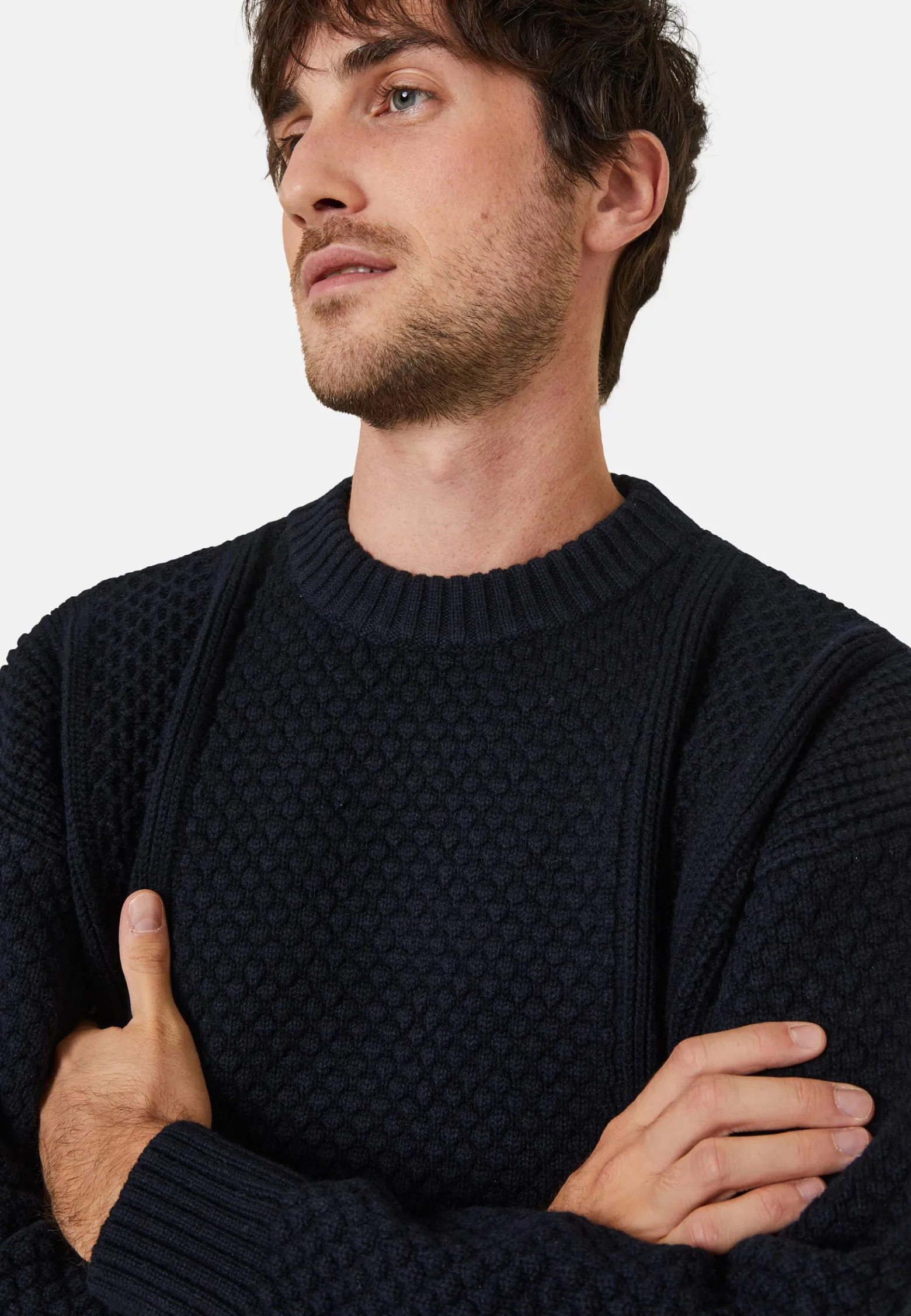 Montagut Round-neck waffle-knit sweater in wool and cashmere - Fall