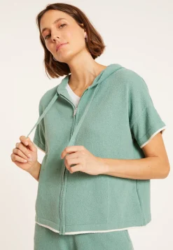 Montagut Short sleeve brushed cotton zip-up sweatshirt - Mackenzie
