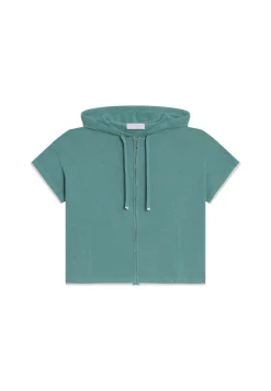 Montagut Short sleeve brushed cotton zip-up sweatshirt - Mackenzie