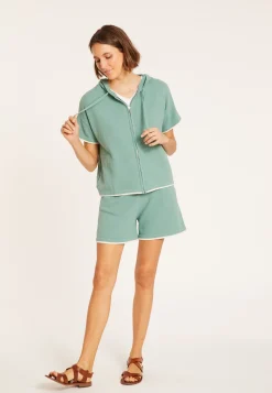 Montagut Short sleeve brushed cotton zip-up sweatshirt - Mackenzie