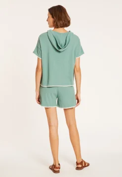 Montagut Short sleeve brushed cotton zip-up sweatshirt - Mackenzie