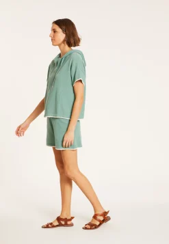 Montagut Short sleeve brushed cotton zip-up sweatshirt - Mackenzie