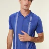 Montagut Short Sleeve Striped Shirt in Fil Lumiere - Fabion