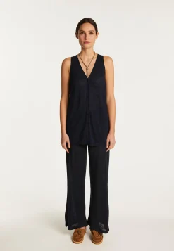 Montagut Short sleeved slub linen vest - Dara