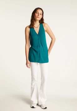 Montagut Short sleeved slub linen vest - Dara