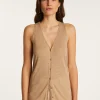 Montagut Short sleeved slub linen vest - Dara