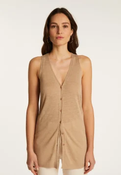 Montagut Short sleeved slub linen vest - Dara