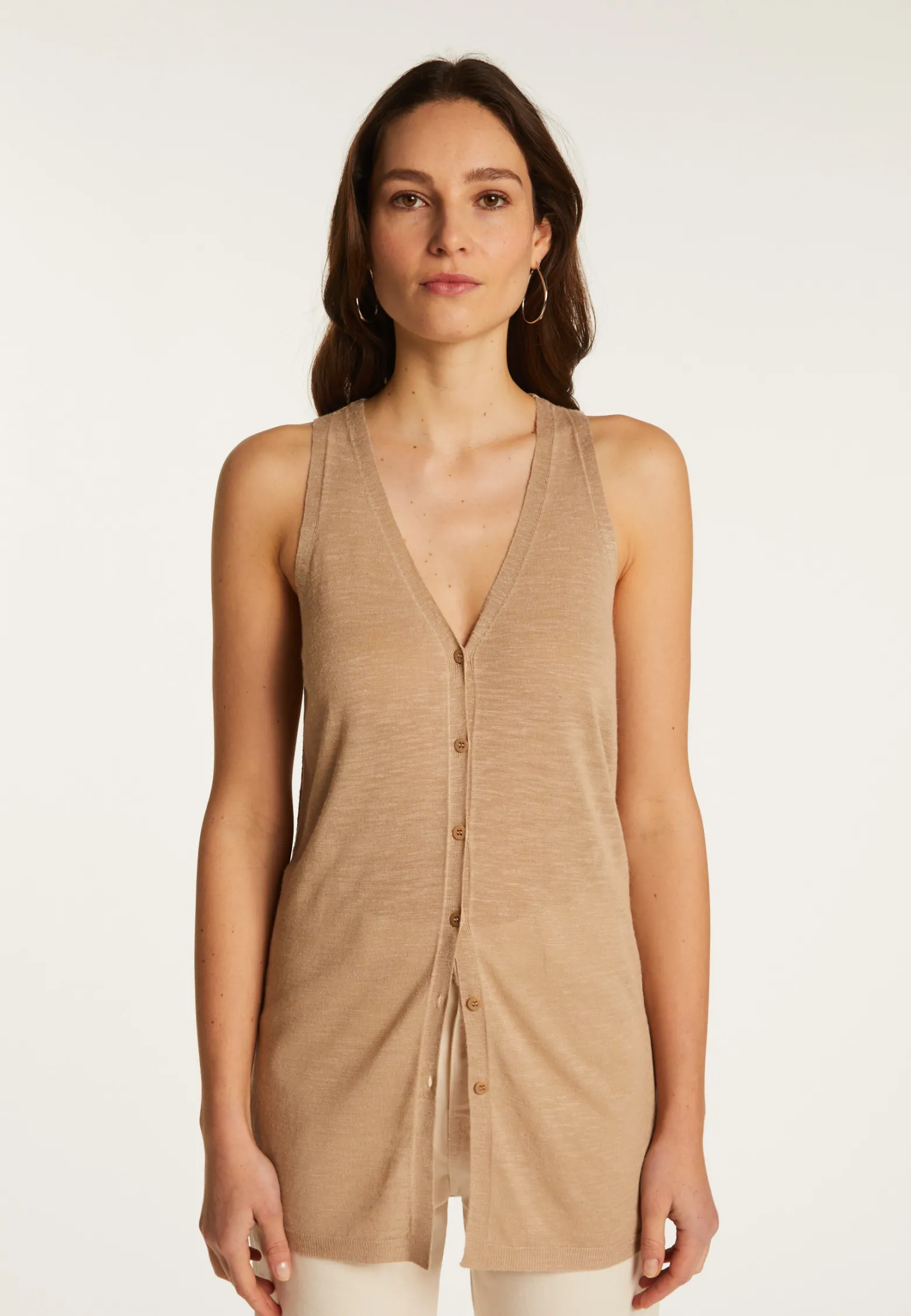 Montagut Short sleeved slub linen vest - Dara