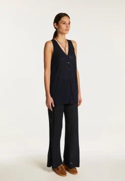Montagut Short sleeved slub linen vest - Dara