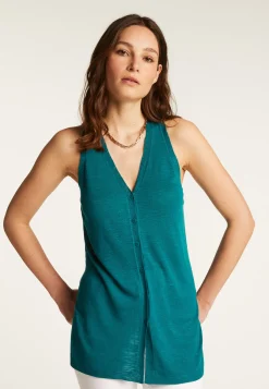 Montagut Short sleeved slub linen vest - Dara