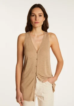 Montagut Short sleeved slub linen vest - Dara